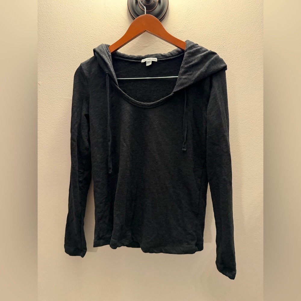 Standard James Perse Charcoal Grey Scoop Neck Hoodie Pullover Size 1 S